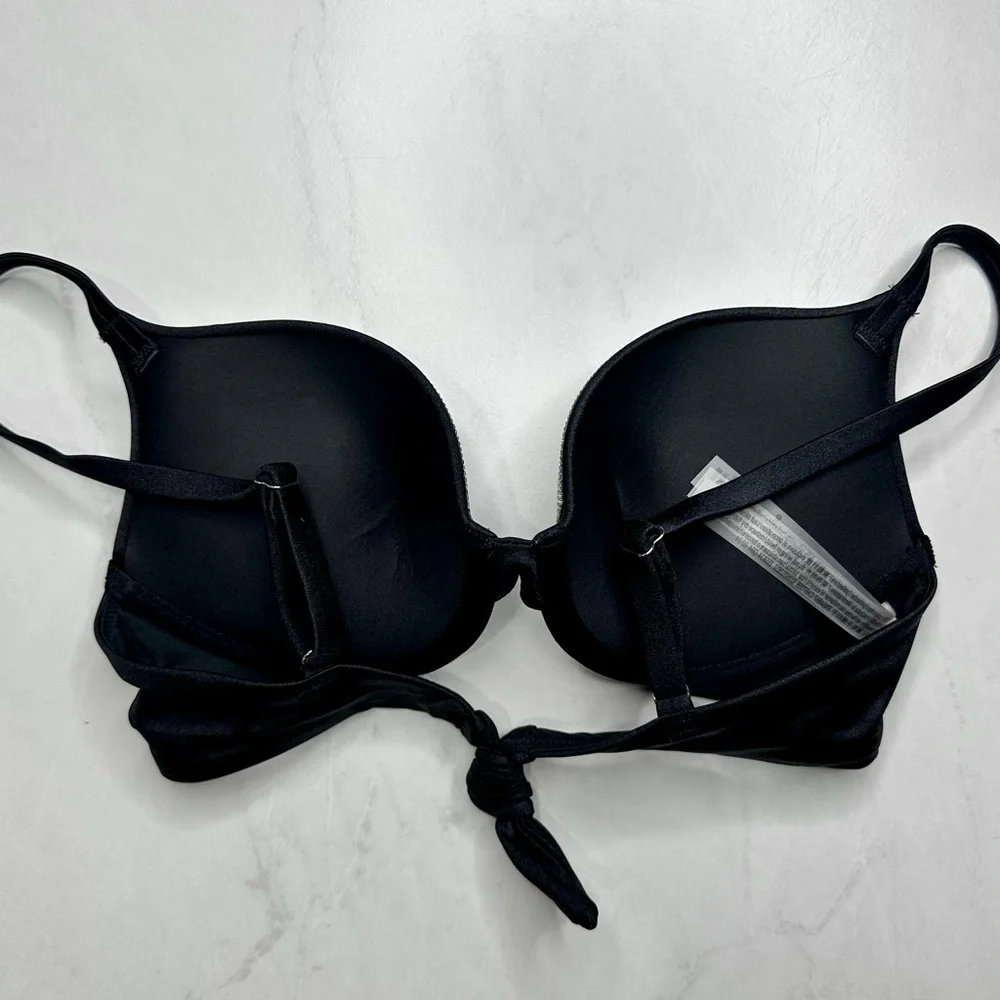 VS Very Sexy Shine Trim Push-Up Bikini Top Black 32C - Picture 8 of 9